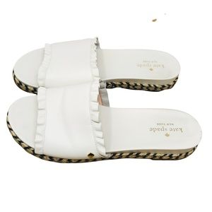 Kate Spade Zahara White Ruffle Espadrille Slides
